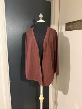 Madewell Waffle Knit Brown button Front Cardigan in cotton alpaca wool blend